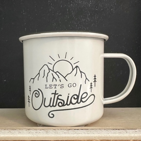 Other - White Enamel Mug with Outdoor Design